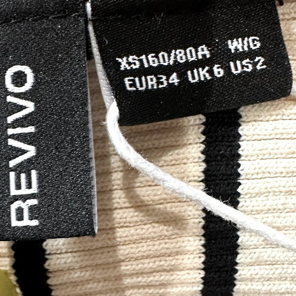 👚⚫ URBAN REVIVO Stretch Stripe Cowl Neck Off-Shoulder Preppy Top, Black Cream XS - Picture 5 of 5